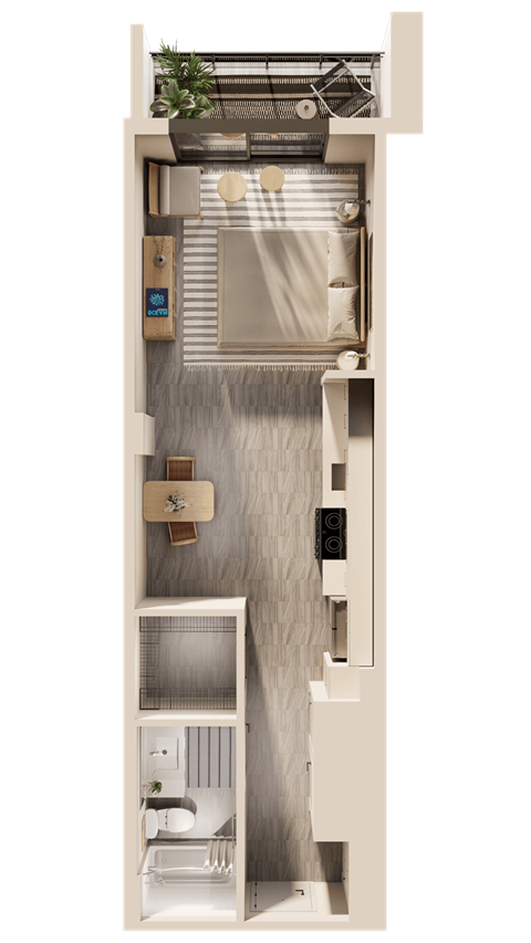 Floor plan for studio, 539 sqft